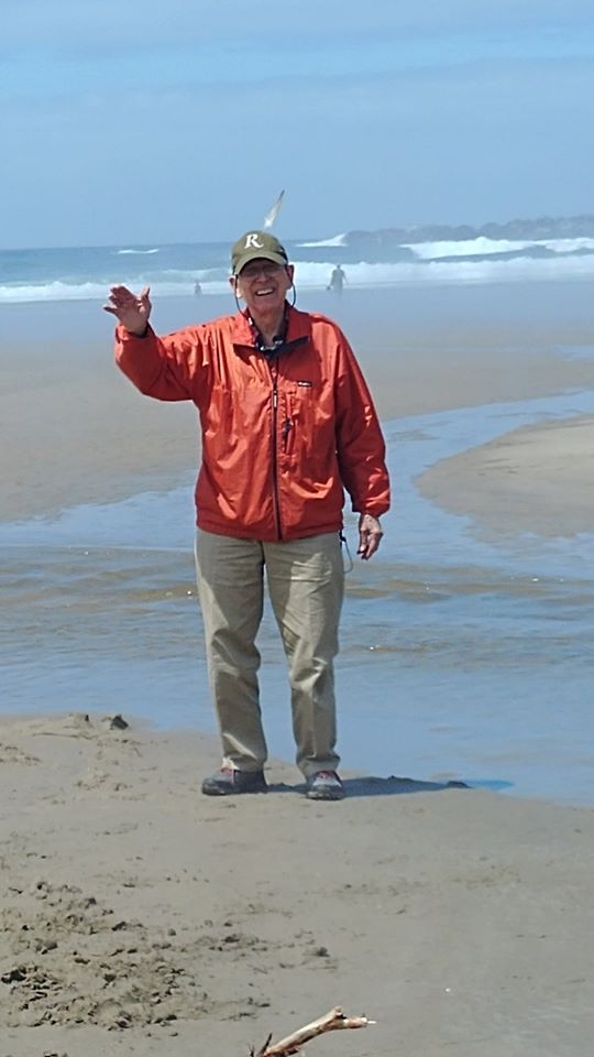 A Grace Center participant on the beach during an outing to the Oregon coast