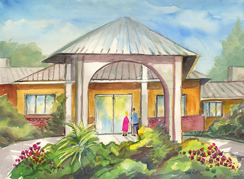 Grace Center Building painting by Tom Allen