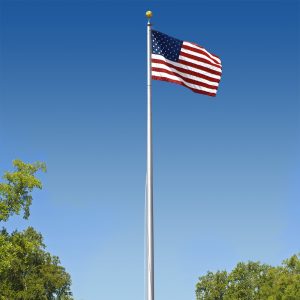 The American flag flying on a flag pole